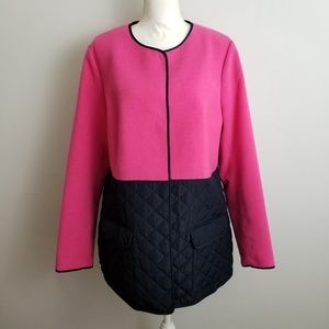 Crown & Ivy pink fleece and navy quilted coat NWT